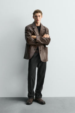 LIMITED EDITION LEATHER BLAZER - Zara фото 4