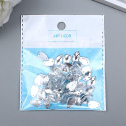 Декор для творчества пластик пришивной Капля серебро набор 50 шт 1х0,7х0,3 см - Арт узор фото 3