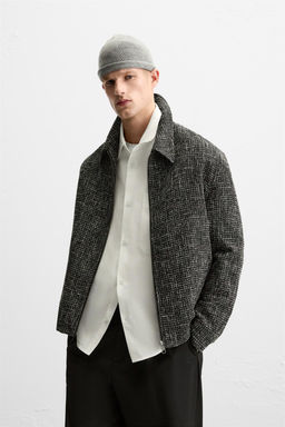 TEXTURED ZIP-UP OVERSHIRT