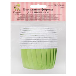 "S-CHIEF" PPC-0010 Бумажные формы для выпечки (усиленные с бортиком) 5 см 5 x 3.9 см 12 шт. №04 зеленый