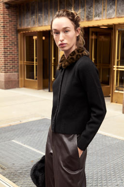 CHAQUETA PUNTO CUELLO EFECTO PELO / Negro - Zara фото 2