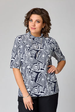 Водолазка Bliss 8092 синий, белый (принт лабиринт)