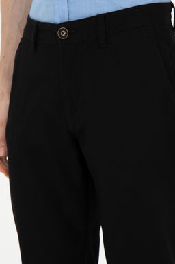Erkek Regular Fit Siyah Kanvas Pantolon