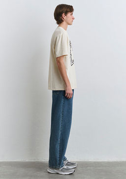 Fearless Bask?l? Ekru Tisort - Mavi фото 4