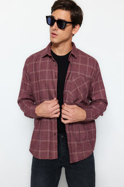 TRENDYOL MAN Bordo Regular Fit Tek Cepli K?sl?k Oduncu Kareli Gomlek TMNAW21GO0422 - Trendyolmilla фото 2