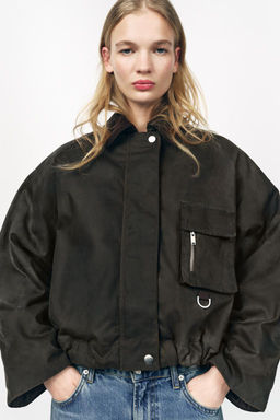 WAXED JACKET WITH CORDUROY COLLAR ZW COLLECTION - Zara фото 9