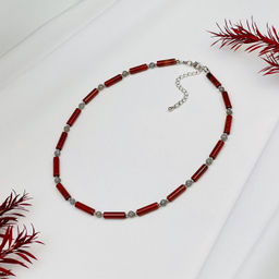 Чокер из кирпичной Яшмы и Лабрадора 37 см +