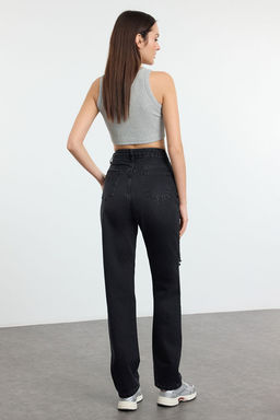 TRENDYOLMILLA Mavi Y?rt?kl? Yuksek Bel Uzun Straight Jeans TWOAW24JE00033  фото 19