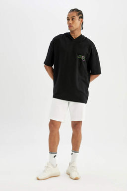 DeFactoFit Футболка Oversize с капюшоном и принтом на спине с короткими рукавами  фото 2