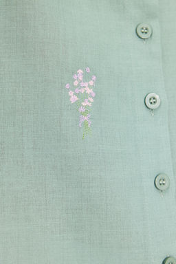 TRENDYOLMILLA Ekru Cicek Nak?s Detayl? Pamuklu Oversize Genis Kesim Dokuma Gomlek TWOSS22GO0246 фото 6