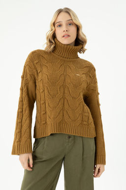 Женский легкий свитер с водолазкой цвета хаки - U.s. polo assn фото 18