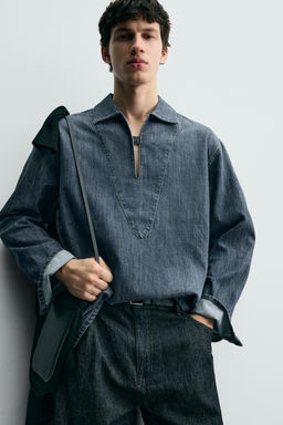 WASHED DENIM OVERSHIRT - Zara фото 6