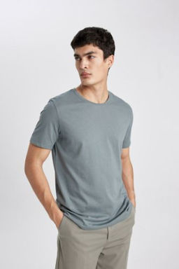 Regular Fit Bisiklet Yaka K?sa Kollu Basic Duz Tisort
