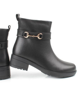 01-5575-1 BLACK Ботинки демисезонные женские (натуральная кожа, натуральная байка)