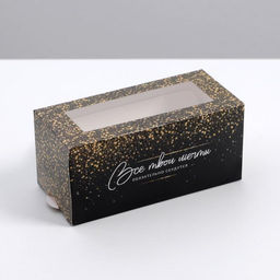 Цена за 5 шт. Коробочка для макарун «Golden», 12 х 5,5 х 5,5 см