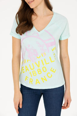 Женская зеленая футболка с v-образным вырезом Неожиданная скидка в корзине - U.s. polo assn фото 13