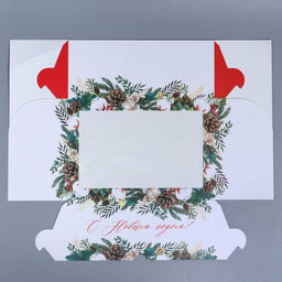 Цена за 5 шт. Коробка складная на 6 капкейков новогодняя с окном «С Новым годом», 25×17×10 см