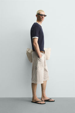 BERMUDA BAGGY FIT CINTUR?N / Piedra