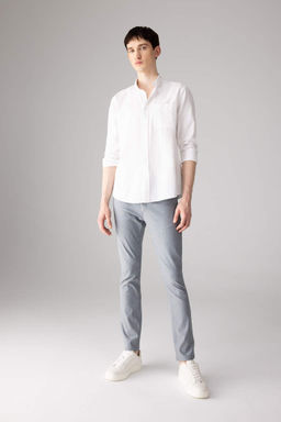 Брюки-чиносы узкого кроя из парусины - Defacto фото 3