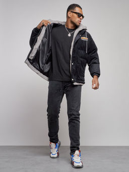 Плюшевая куртка мужская с капюшоном молодежная черного цвета 28117Ch - Mtforce фото 12