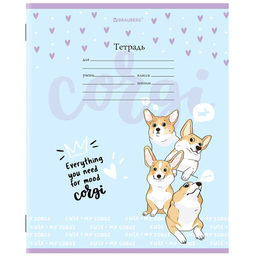 Цена за 6шт. Тетрадь 12 л. BRAUBERG, клетка, обложка картон, "КОРГИ"