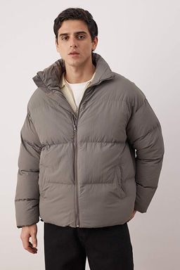 Gri Unisex Oversize Fit Dik Yaka Suya ve R_zgara Dayan_kl_ _i_me K__l_k Mont TMNAW24MO00003 - Trendyolmilla фото 2