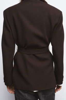 ZW COLLECTION LIMITED EDITION 100% WOOL BELTED BLAZER - Zara фото 3