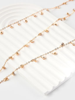 Цепочка со стразами 4 мм. L=100 см, мелкое плетение 2*1,8 мм, цвет золото