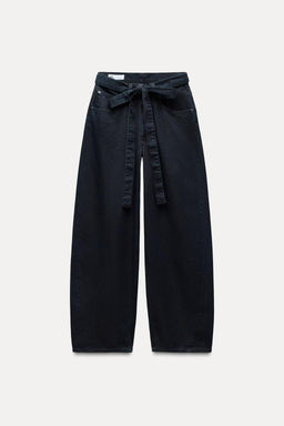 TRF BELTED DENIM TROUSERS - Zara фото 2