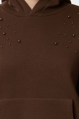 Kahverengi Relaxed/Rahat Kal?p Kal?n Ici Polarl? Orme Sweatshirt TWOAW25SW00137