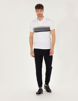 Beyaz Slim Fit G___s Bask_l_ Polo Yaka Ti__rt