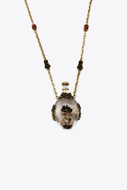 METAL NECKLACE WITH FLOWERS AND BOTTLE - Zara фото 4