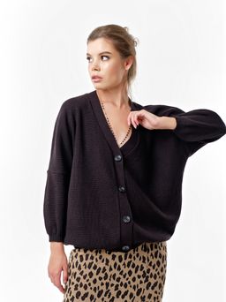 Джемпер вязаный оверсайз на пуговицах из хлопка черный