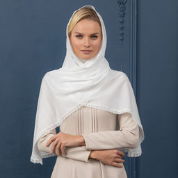 Палантин 180 х 50 см Торжество, цвет молочный - Мастерская ПОКРОВ фото 3