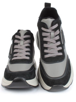 05-804-1B BLACK GRAY Кроссовки женские демисезонные (натуральная кожа , натуральная замша, натуральная байка)