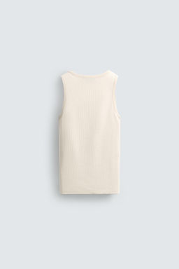 CAMISETA TANK JACQUARD RAYAS X AARON LEVINE / Crudo