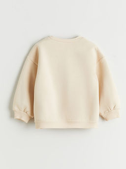 Bisiklet Yaka Fiyonk Bask?l? K?z ?ocuk Sweatshirt