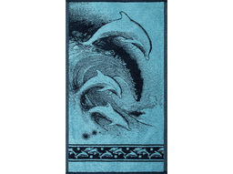 Полотенце махровое 6с104.411ж1 Дельфины (темно-синий4) 67х40см