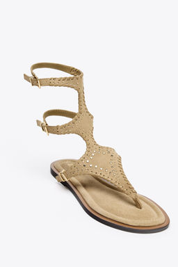 DOUBLE SUEDE ANKLE STRAP SANDALS - Zara фото 7