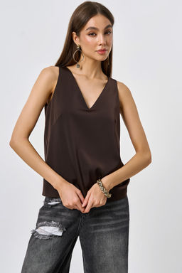 Топ атласный свободного силуэта шоколад