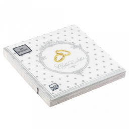 Салфетки бумажные "Art Bouquet" 33х33см, 3-х слойные, 20 штук в упаковке, 100% целлюлоза, "Барокко. Золотые обручальные кольца. Серебро" (Россия)