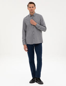 Gri Regular Fit _izgili Uzun Kollu G_mlek - Pierre cardin фото 4