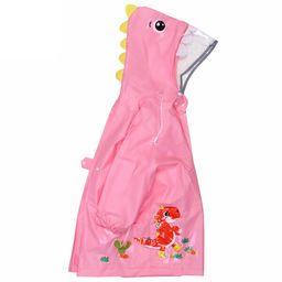 Дождевик-плащ детский "Рокки-Динозаврик" с капюшоном, рукава на резинке, цвет розовый, размер M(64*46см) ДоброСад