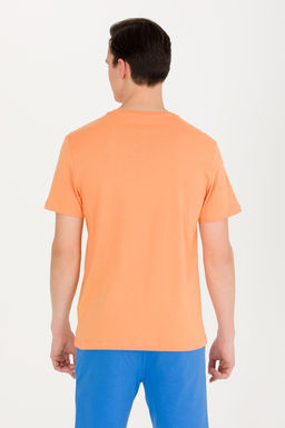Мужская оранжевая базовая футболка с круглым вырезом - U.s. polo assn фото 5