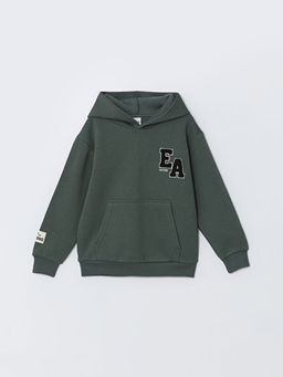 Kap??onlu Bask?l? Kal?n Erkek ?ocuk Sweatshirt