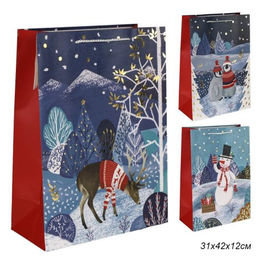 Цена за 12 шт. Пакет подарочный 31х42х12см / 5386ХL /уп 12/300/Новый год