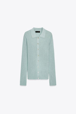 METALLIC THREAD KNIT POLO TOP - Zara фото 7