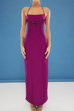 TRENDYOLMILLA Murdum Vucuda Oturan Cicek Aplike Dokuma Maxi Abiye Elbise TPRSS25AE00060 фото 3