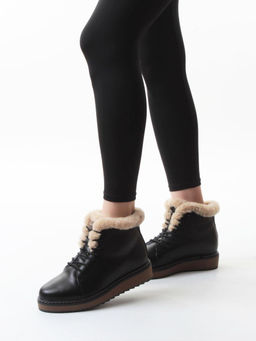 04-5606-1 BLACK Ботинки зимние женские (натуральная кожа, 100% шерсть)