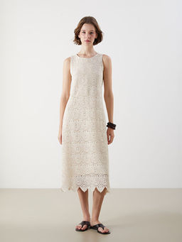 Bisiklet Yaka Dantelli Kro?e Elbise